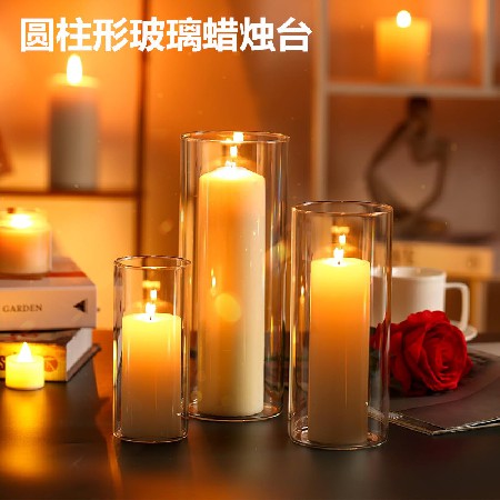 Cylindrical glass candle holder, glass vase, romantic wedding atmosphere, candle holder, home decoration ornaments, candle cup customization