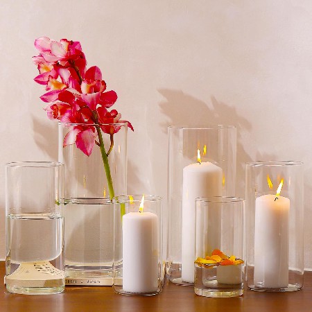 Cylindrical glass candle holder, glass vase, romantic wedding atmosphere, candle holder, home decoration ornaments, candle cup customization