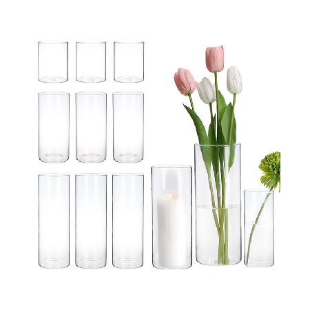 Cylindrical glass candle holder, glass vase, romantic wedding atmosphere, candle holder, home decoration ornaments, candle cup customization