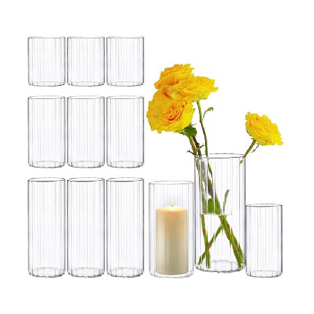 罗纹玻璃蜡烛台家居装饰圆柱蜡烛杯浪漫婚礼氛围感摆件烛台定制