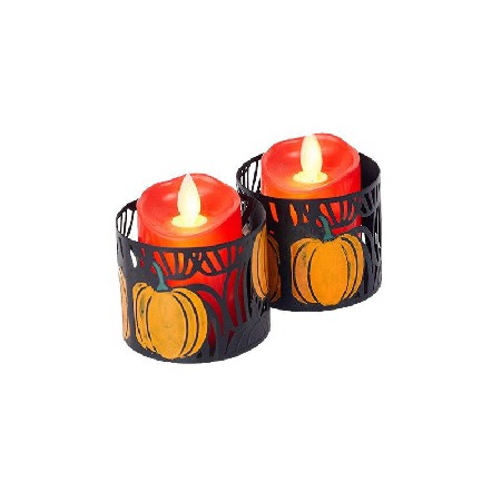 Metal hollow candle stand creative pumpkin graffiti Halloween restaurant decoration European wrought iron candle holder ornament