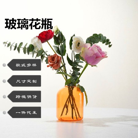 Glass vase candle stand ins style European and American style colorful transparent decoration exquisite home decoration candle holder customization