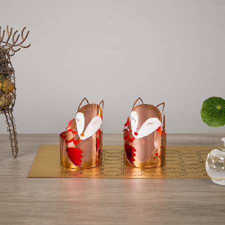 Childhood Fun Iron Candlestick Home Living Room Candlestick Home Atmosphere Decoration Candlelight Dinner Hollow Candle Cup Customizable