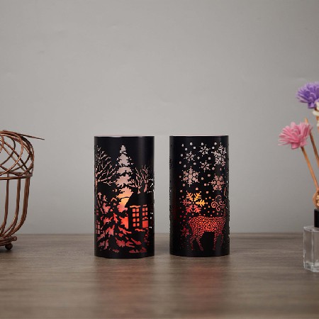 Cross border retro candle holder metal carved American candle cup desktop decoration romantic snowflake Christmas candle holder wholesale