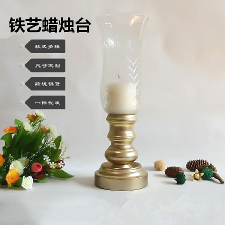 European retro candle holder, transparent glass candle holder, creative hotel handmade crafts, home decoration wholesale and customization