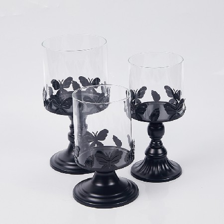 Nordic Candlestick Table Light Luxury Romantic Dining Table Candlelight Dinner Decoration Ornament Vintage Glass Candlestick Props Customization