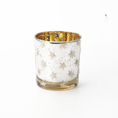 European gold and silver colored glass candle holder cup, circular glass candle holder cup, home decoration, wedding, bar, customized electroplating processing