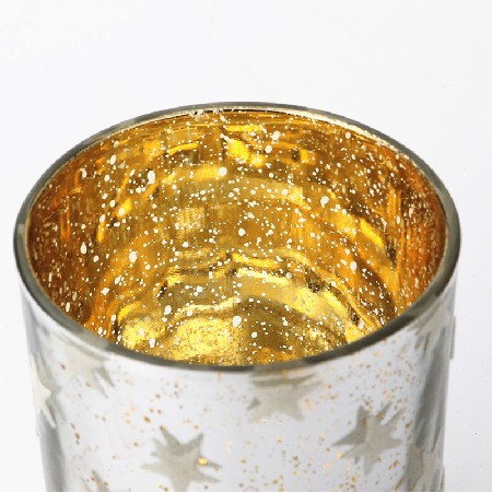 European gold and silver colored glass candle holder cup, circular glass candle holder cup, home decoration, wedding, bar, customized electroplating processing