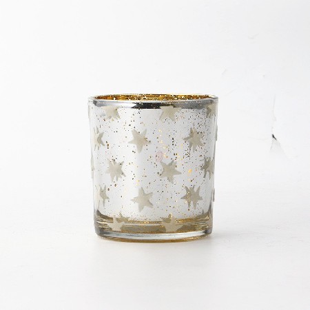 European gold and silver colored glass candle holder cup, circular glass candle holder cup, home decoration, wedding, bar, customized electroplating processing