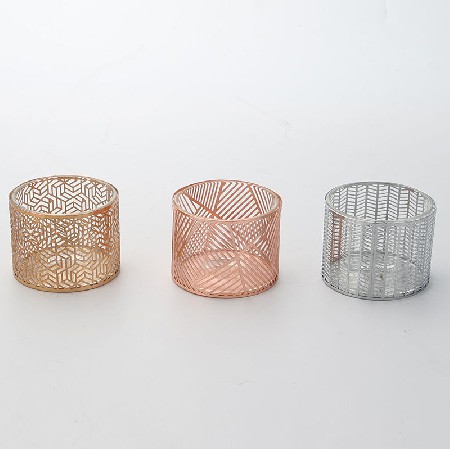 Japanese style circular creative glass candlestick candlestick dinner romantic candle cup Western restaurant decoration ornament candle cup customization