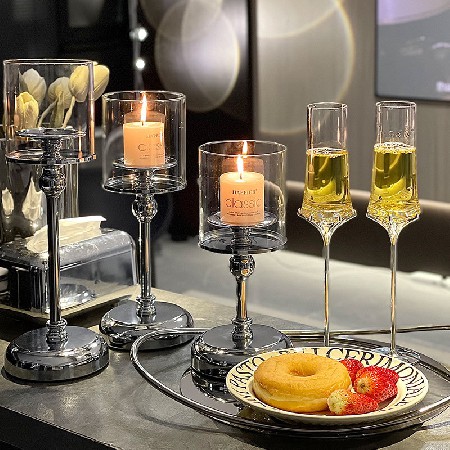 Vintage Candlestick Aromatherapy Candle Home Candlelight Dinner Prop Romantic Candle Pedestal Table Decoration Ornament