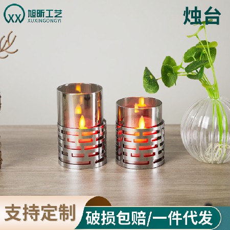 Hollow Candle Cup Restaurant Party Desktop Decoration Candlestick Wax Cup Iron Home Decoration Decoration Customization