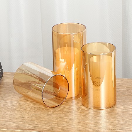 Electronic candle glass lampshade aromatherapy jar candle cup cylindrical candle holder ornament customized gift candle holder