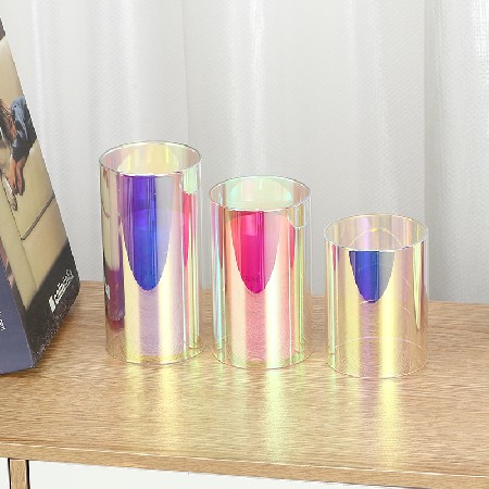 Electronic candle glass lampshade aromatherapy jar candle cup cylindrical candle holder ornament customized gift candle holder