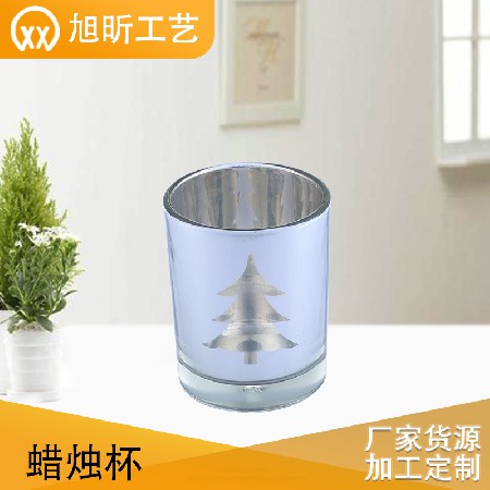 圣诞树蜡烛杯浪漫氛围烛杯玻璃烛台DIY家居装饰摆件节日用品 定制