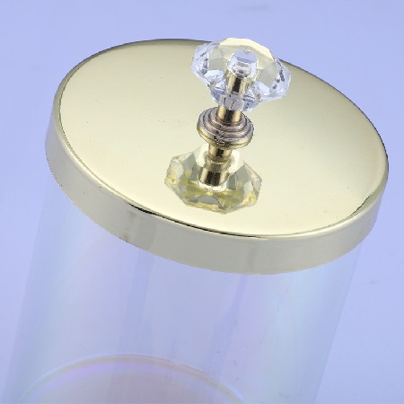 Cross border candle cup, transparent glass atmosphere, metal lid, candle aromatherapy can, home rainbow design, customized candle holder