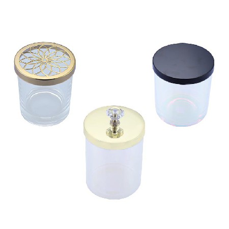 Cross border candle cup, transparent glass atmosphere, metal lid, candle aromatherapy can, home rainbow design, customized candle holder