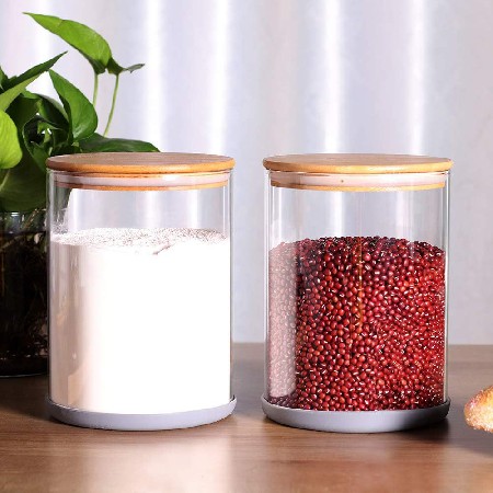 Kitchen specific glass sealed jar, household storage container, snacks, salt, rice, candy, miscellaneous grains glass storage jar, customized