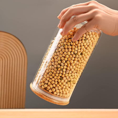 Rice, miscellaneous grains, glass sealed jar, household kitchen storage container, snacks, salt, candy, glass storage jar can be customized