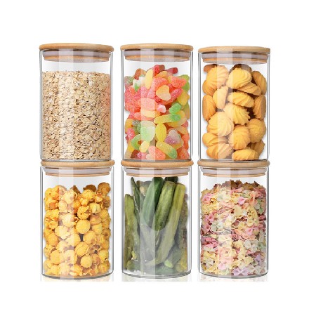 Dog food glass sealed jar Five grain snacks Salt candy glass storage jar Kitchen storage container Customization