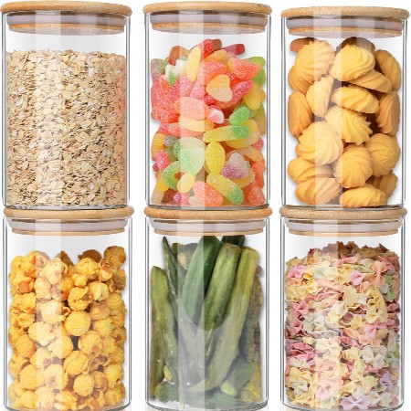 Circular glass storage jar, home kitchen food, bean glass sealed jar, snack candy storage jar, customized