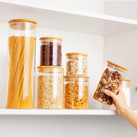 Circular glass storage jar, home kitchen food, bean glass sealed jar, snack candy storage jar, customized