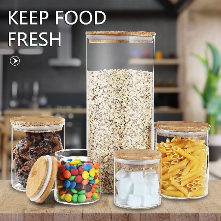 Household glass sealed jar, kitchen storage container, grains, snacks, salt, candy, glass storage jar can be customized