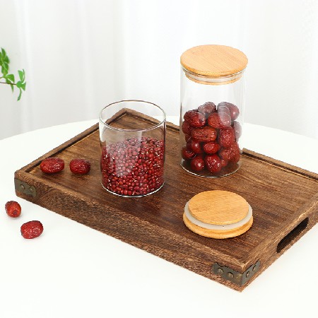 High borosilicate glass sealed jar, food storage jar, wooden lid, tea, tangerine peel, kitchen, miscellaneous grain storage glass jar, customized