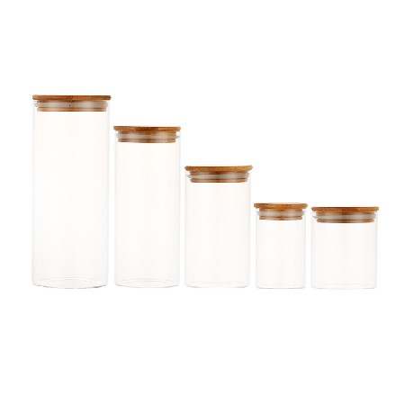 High borosilicate glass sealed jar, food storage jar, wooden lid, tea, tangerine peel, kitchen, miscellaneous grain storage glass jar, customized