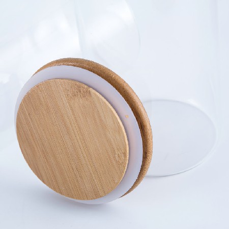Wholesale nuts and miscellaneous grains sealed jar, transparent bamboo lid straight tube, high borosilicate glass tube sealed jar, kitchen storage jar