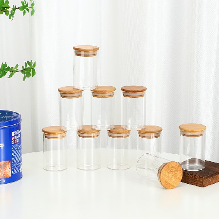 密封玻璃储物罐高硼硅玻璃木盖食品收纳玻璃罐五谷杂粮储物罐定制