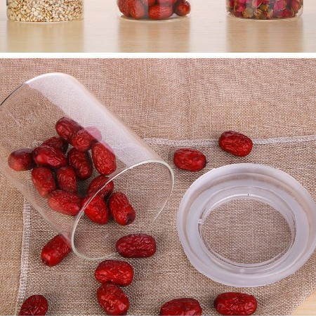 Glass storage jar, sealed jar, bamboo lid, glass sealed jar, kitchen food moisture-proof, miscellaneous grains, nuts, tea jar, customized