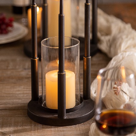 铁艺烛台台花形装饰摆件蜡烛托莲花灯座蜡台摄中古欧式美式复古